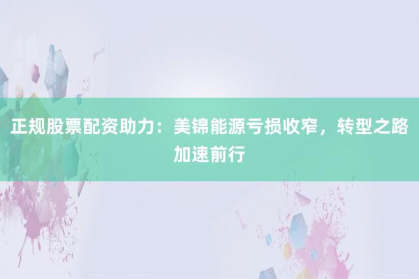 正规股票配资助力：美锦能源亏损收窄，转型之路加速前行