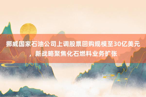 挪威国家石油公司上调股票回购规模至30亿美元，新战略聚焦化石燃料业务扩张