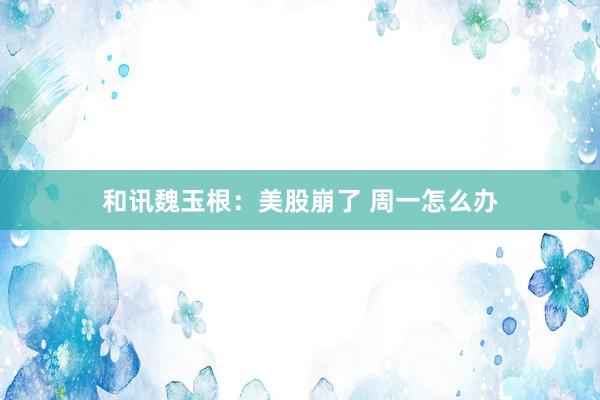 和讯魏玉根：美股崩了 周一怎么办