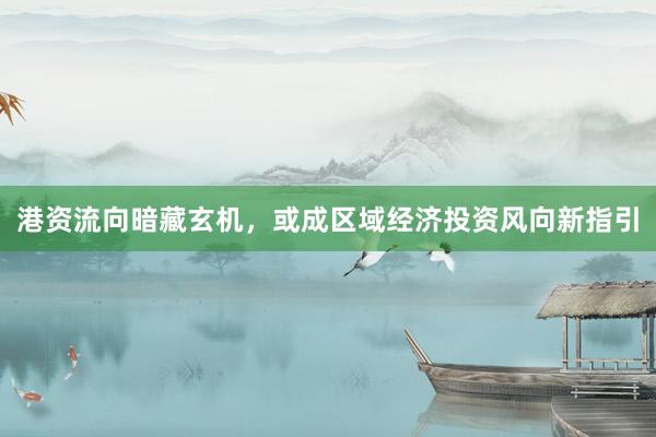 港资流向暗藏玄机，或成区域经济投资风向新指引