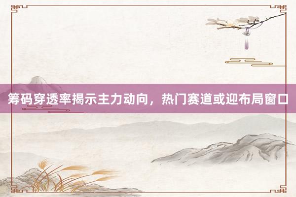 筹码穿透率揭示主力动向，热门赛道或迎布局窗口