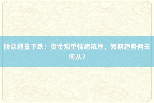 股票缩量下跌：资金观望情绪浓厚，短期趋势何去何从？