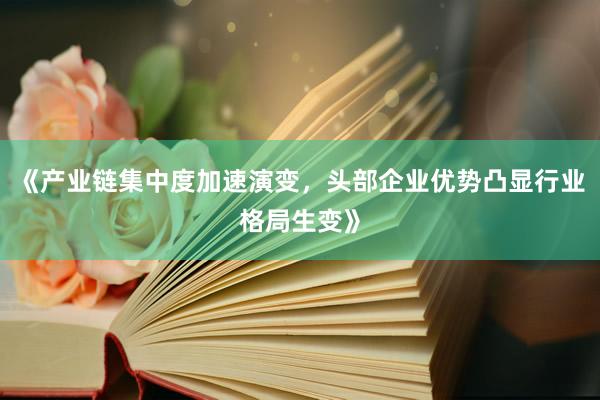 《产业链集中度加速演变，头部企业优势凸显行业格局生变》