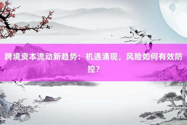 跨境资本流动新趋势：机遇涌现，风险如何有效防控？