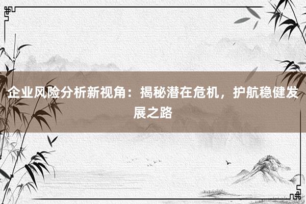 企业风险分析新视角：揭秘潜在危机，护航稳健发展之路