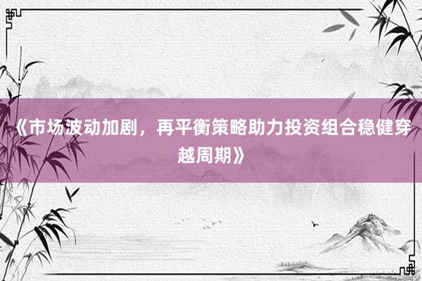 《市场波动加剧，再平衡策略助力投资组合稳健穿越周期》