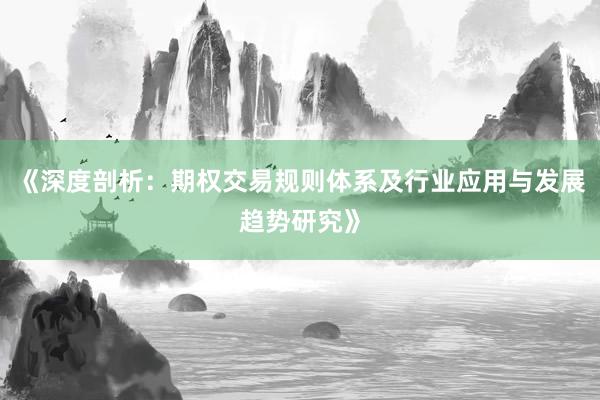 《深度剖析：期权交易规则体系及行业应用与发展趋势研究》