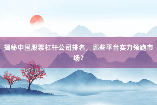揭秘中国股票杠杆公司排名，哪些平台实力领跑市场？